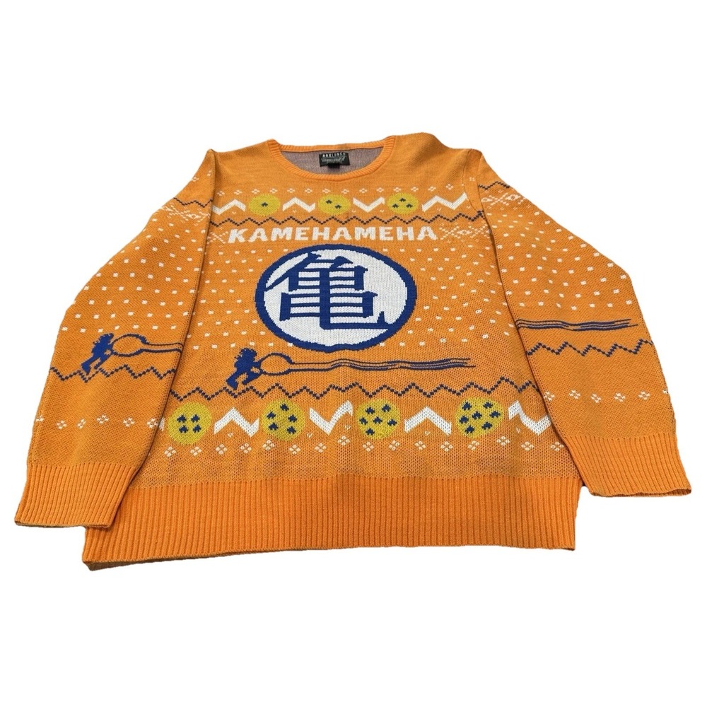 Dragon Ball Z Sweater Orange Kamehameha Goku Ugly‎ Christmas Size L
